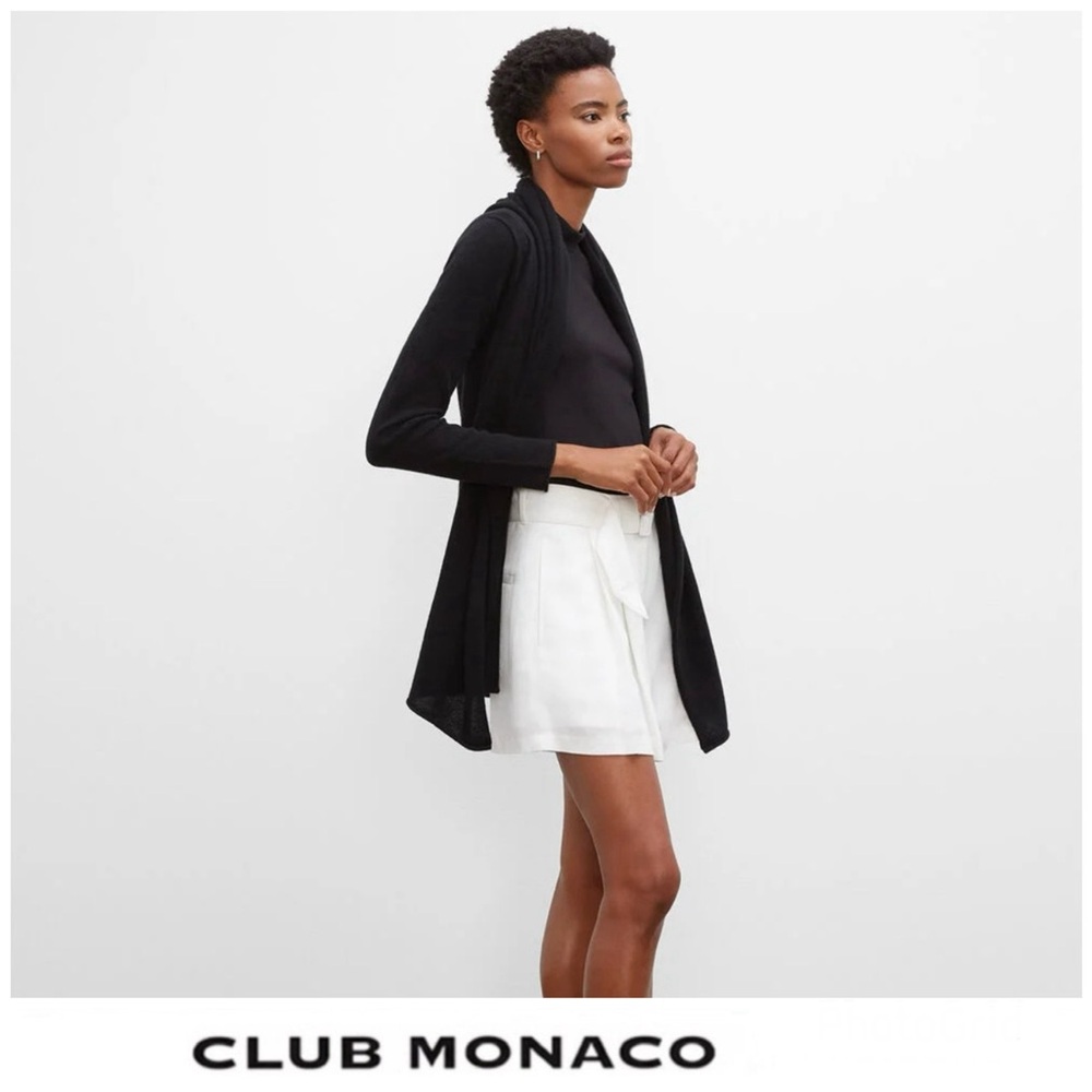 CLUB MONACO Black Sheer Knit Long Sleeves Open Front Lightweight Cardigan Sz M